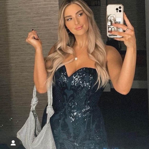 Sparkly blue strapless dress - Picture 1 of 3